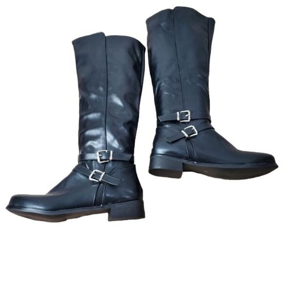 Black Knee moto riding grunge concert boot with buckles new size 8 - Picture 6 of 6